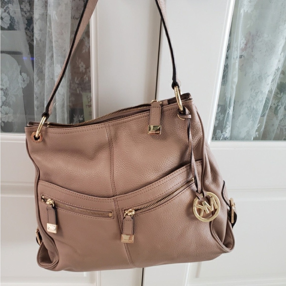 Michael Kors Taupe Leather Shoulder Bag